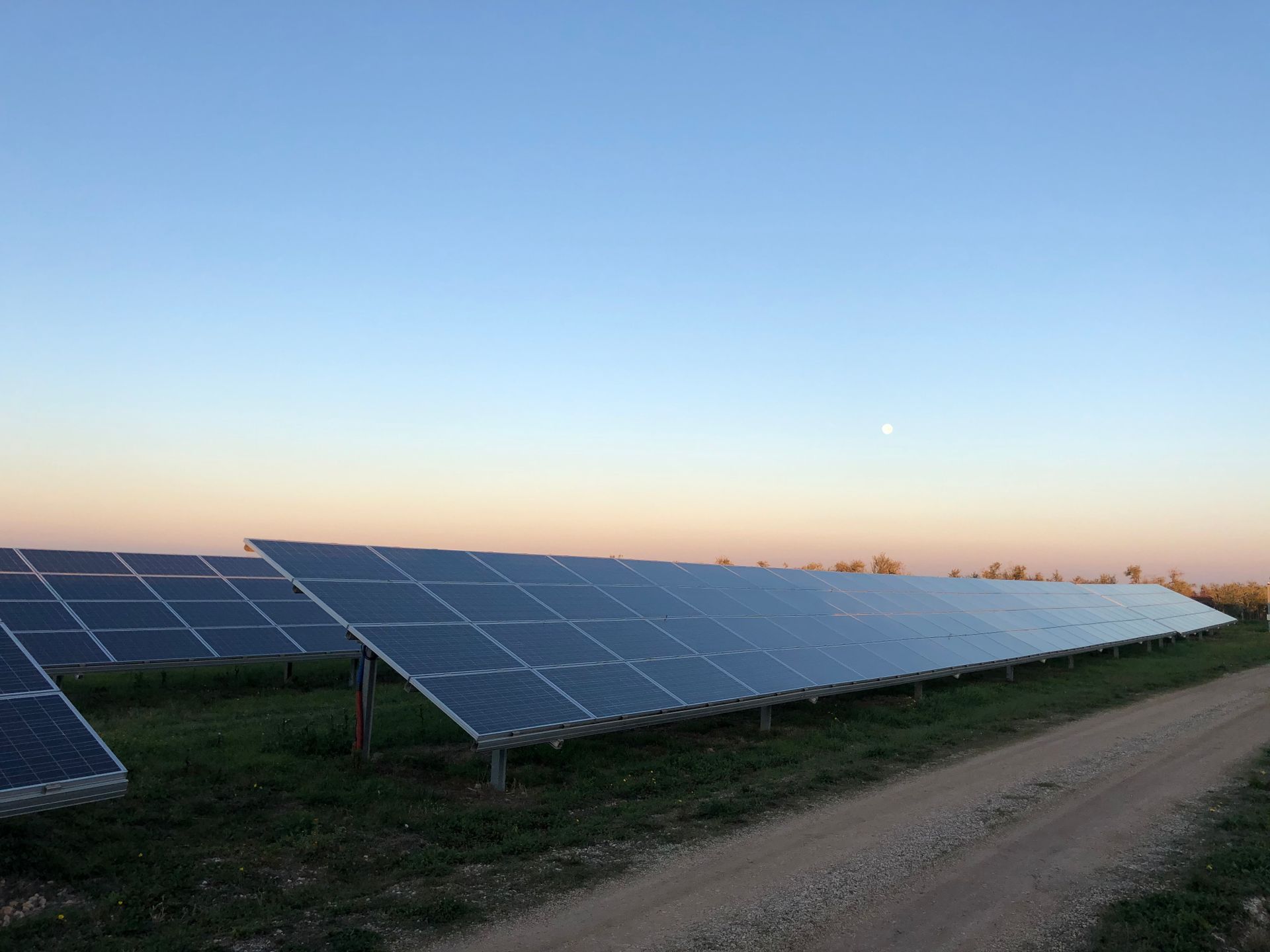 Solar installation at sunset